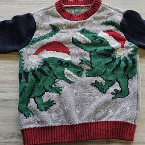 Ugly Christmas Sweater - Green Dinosaur Holiday Top